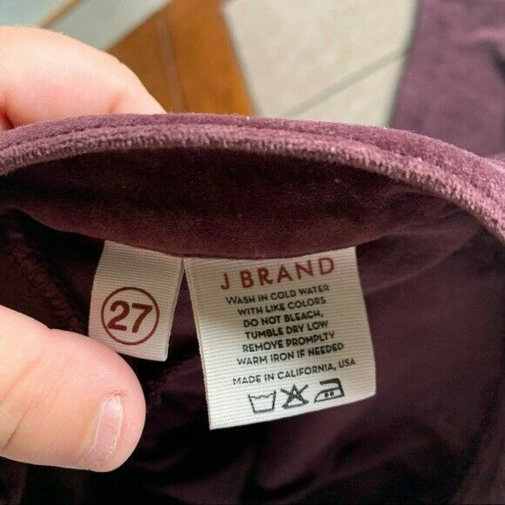 J Brand Red Women Maroon Velvet Legging Skinny Pants| Women's Size 27 - Picture 4 of 6